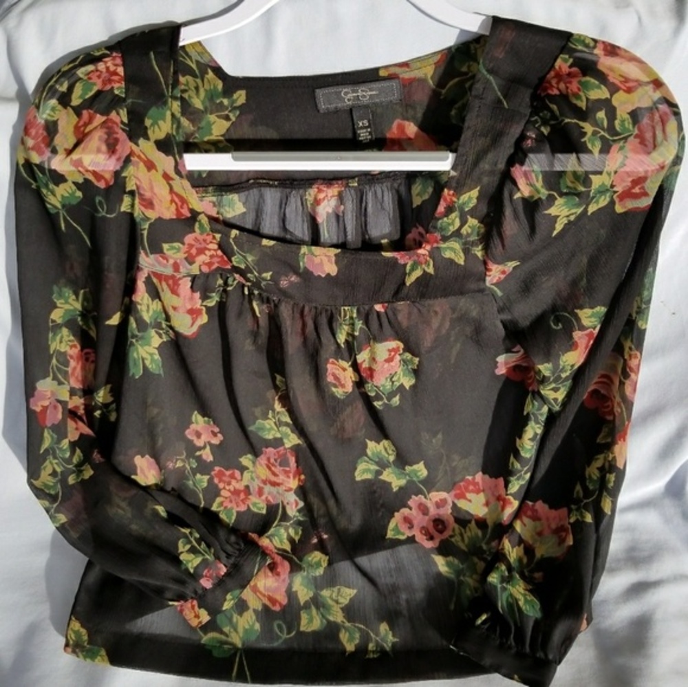 Jessica Simpson Sheer Floral Crop Top Size XS EUC